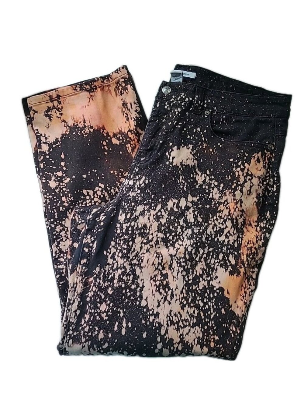 Vtg Y2K Croft&Barrow Womens Bleached‎ Jeans 16 Stretch Straight Leg Black Orange